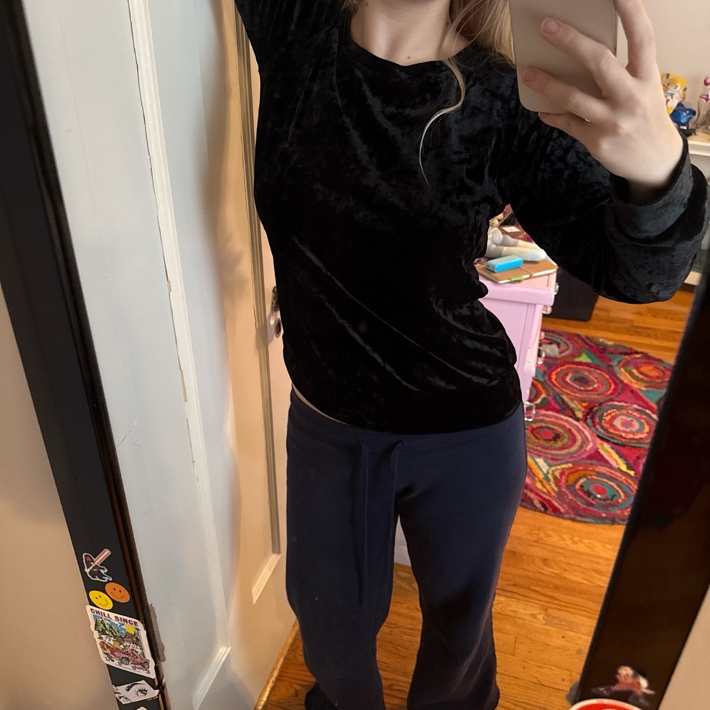 Matty M Black Velvet Long Sleeve Top